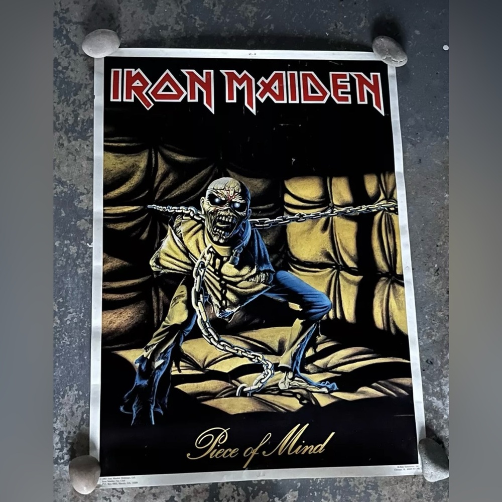 1983 Bi-Rite Enterprises Inc. Iron Maiden Piece of Mind Album Poster Vintage